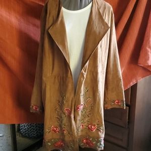 Curations Brown Embroidered Duster